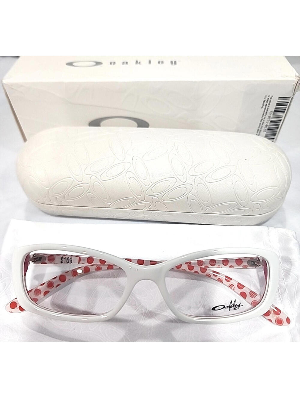 Oakley OX1071-0153 White Dotty Red Rectangle Eyeglasses 53-15 135 Box Case Pouch